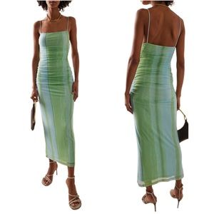 Blue and green midi / maxi mesh dress